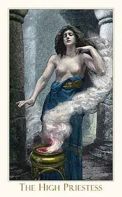High Priestess card from the Victorian Romantic Tarot deck