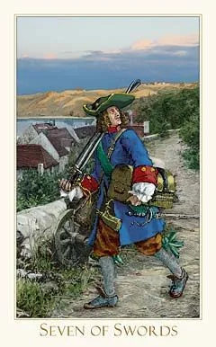 7 of Swords card from the Victorian Romantic Tarot deck