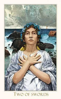 2 of Swords card from the Victorian Romantic Tarot deck