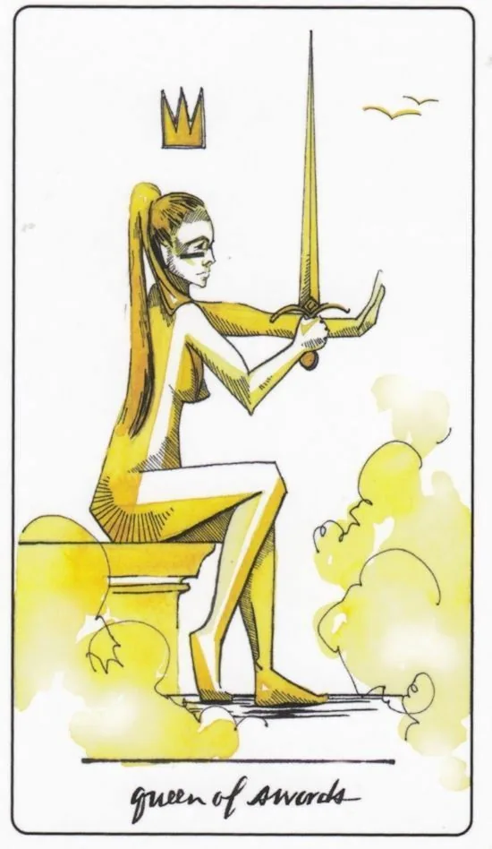 Queen of Swords card from the The Vindur Tarot deck