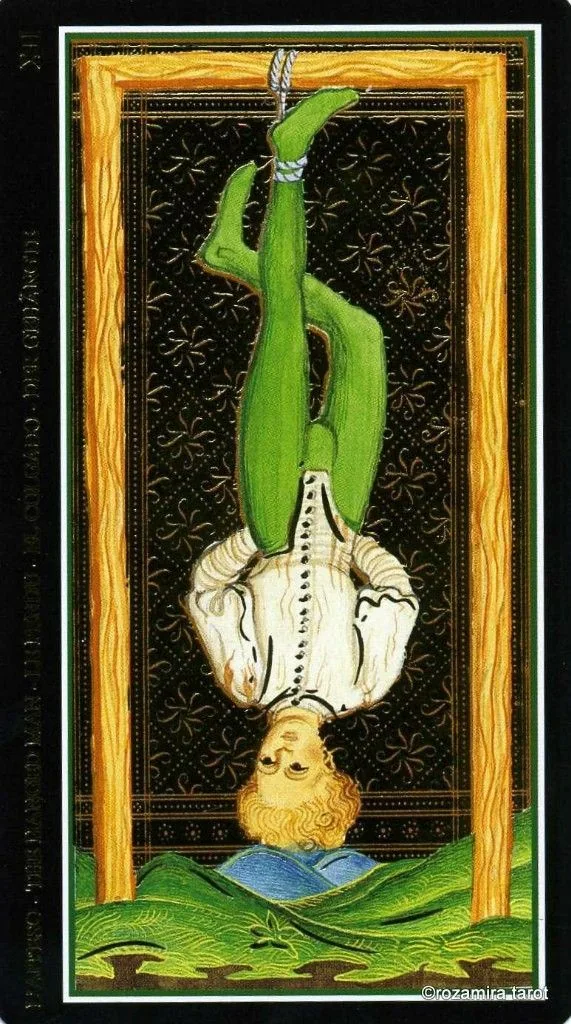 The Hanged Man card from the Visconti Tarot deck