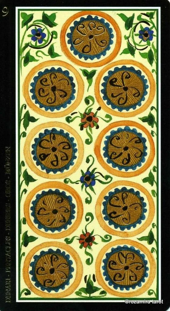 Eight of Coins — variant card from the Visconti Tarot deck