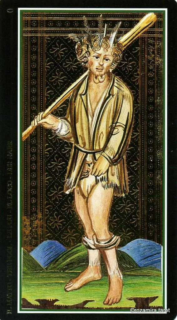 The Fool card from the Visconti Tarot deck
