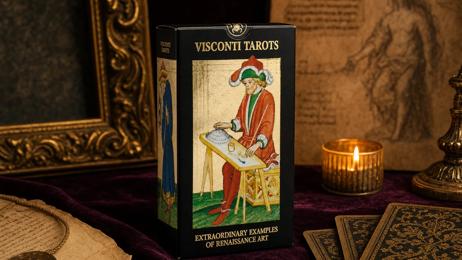 Visconti Tarot Deck by Lo Scarabeo in a generated Renaissance-inspired product scene