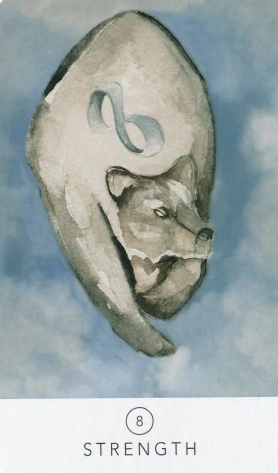 Strength card from the White Sage Tarot deck