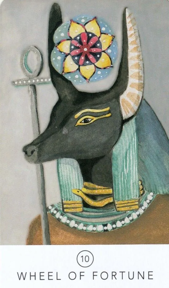 Wheel of Fortune card from the White Sage Tarot deck