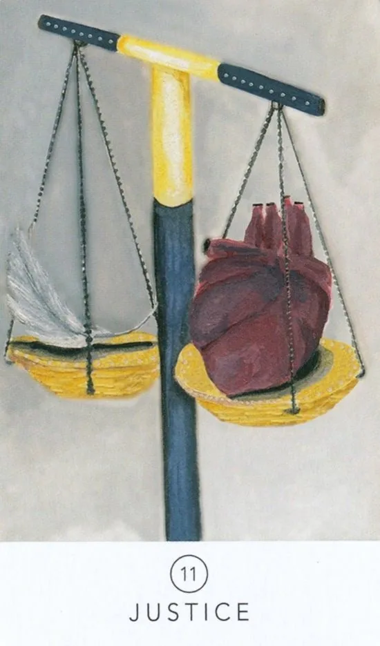Justice card from the White Sage Tarot deck