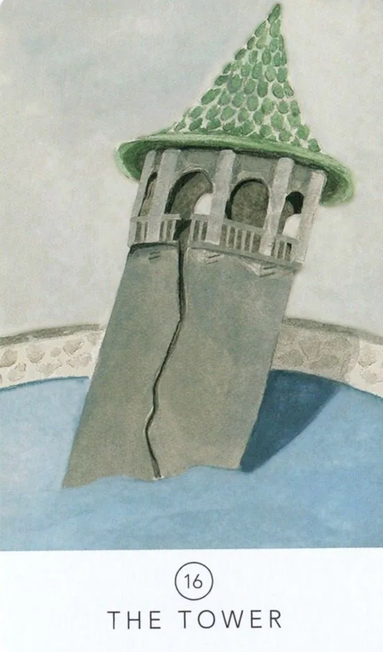 The Tower card from the White Sage Tarot deck