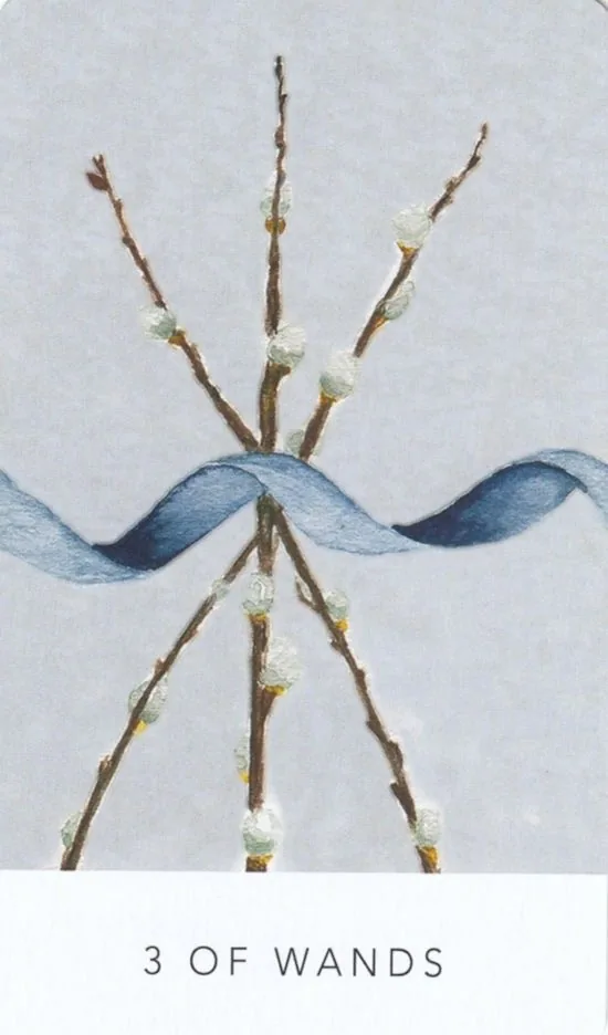 3 of Wands card from the White Sage Tarot deck