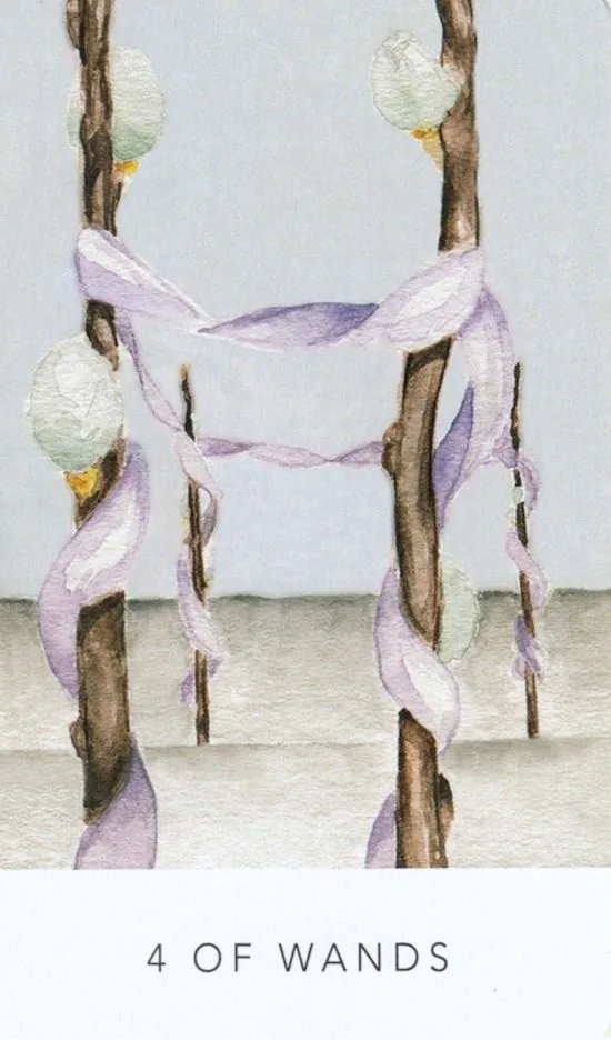 4 of Wands card from the White Sage Tarot deck