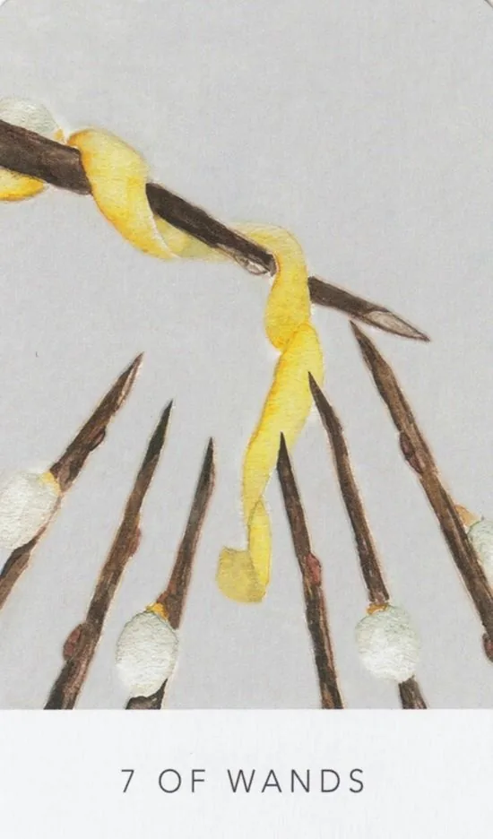 7 of Wands card from the White Sage Tarot deck