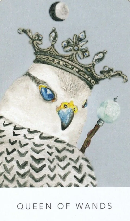 Queen of Wands card from the White Sage Tarot deck