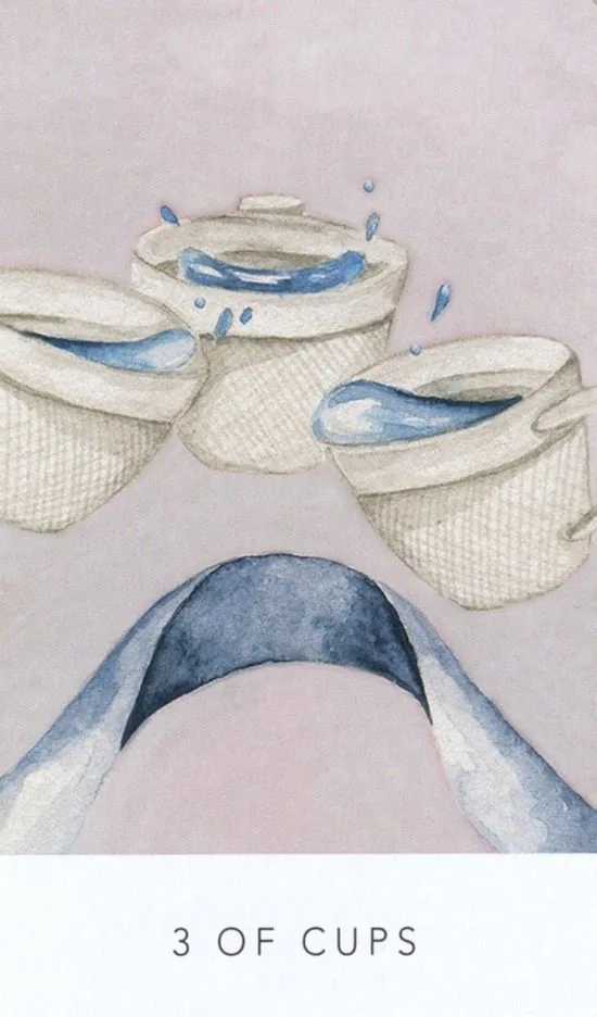 3 of Cups card from the White Sage Tarot deck