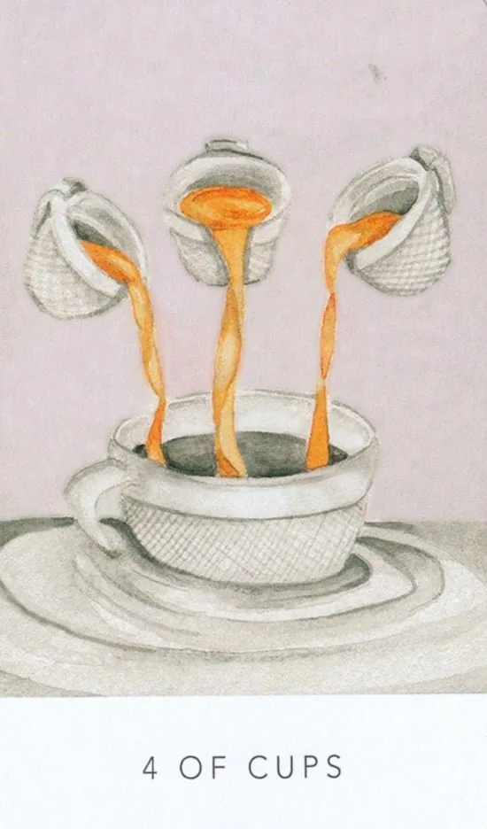 4 of Cups card from the White Sage Tarot deck