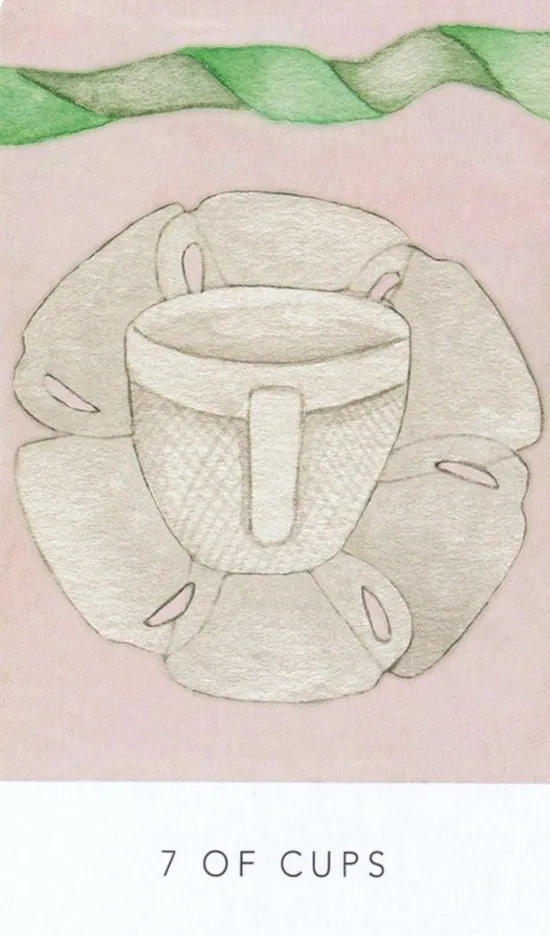7 of Cups card from the White Sage Tarot deck
