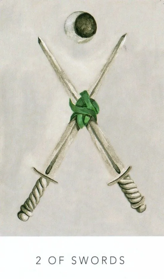 2 of Swords card from the White Sage Tarot deck