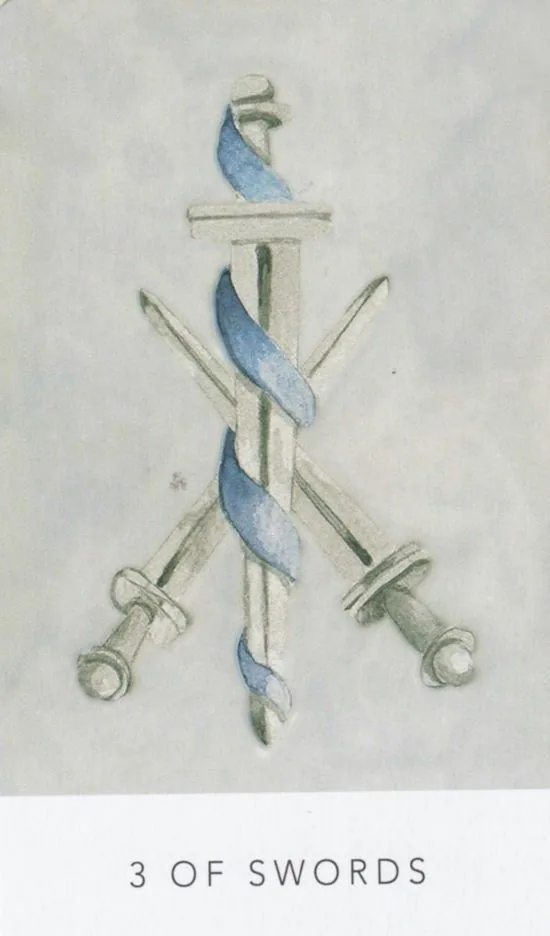 3 of Swords card from the White Sage Tarot deck