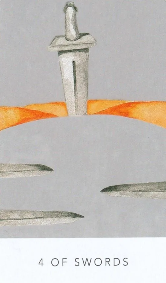 4 of Swords card from the White Sage Tarot deck