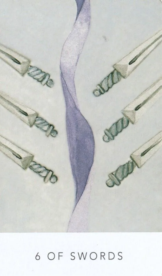 6 of Swords card from the White Sage Tarot deck