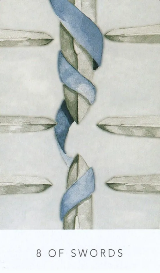 8 of Swords card from the White Sage Tarot deck