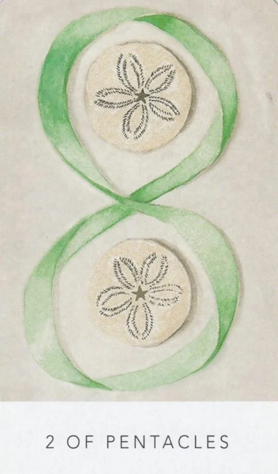 2 of Pentacles card from the White Sage Tarot deck