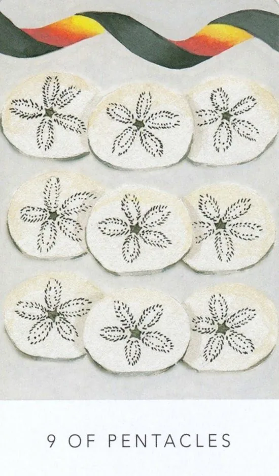 9 of Pentacles card from the White Sage Tarot deck