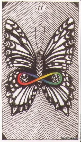 2 of Pentacles card from the The Wild Unknown Tarot deck