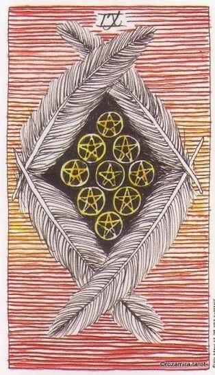 9 of Pentacles card from the The Wild Unknown Tarot deck