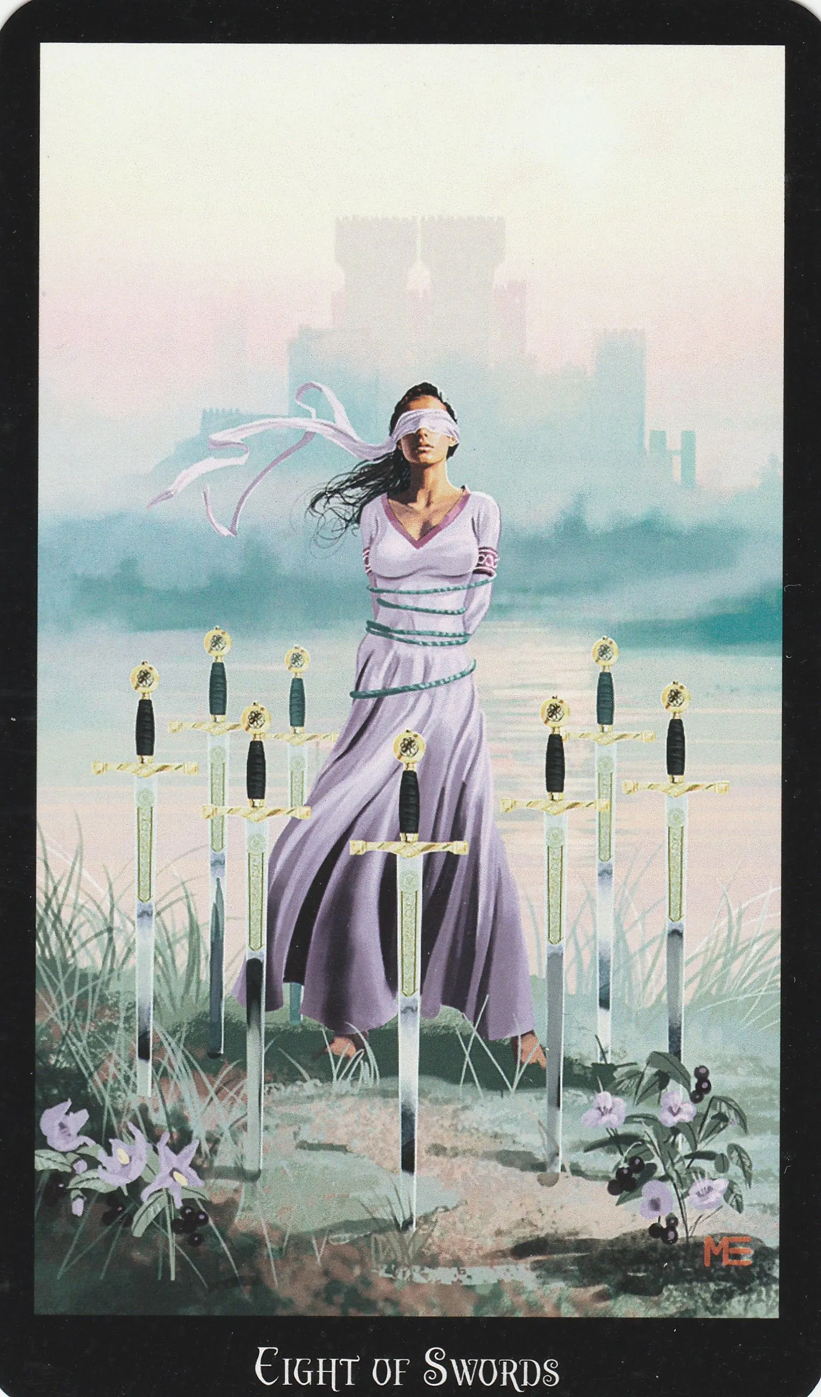 8 of Swords card from the Witches Tarot deck