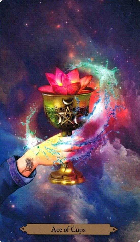 Ace of Cups card from the Wizards Tarot deck by Barbara Moore