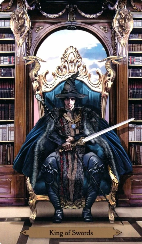 King of Swords card from the Wizards Tarot deck by Barbara Moore