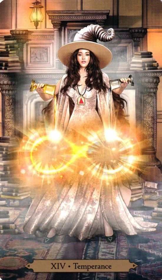 Temperance card from the Wizards Tarot deck by Barbara Moore