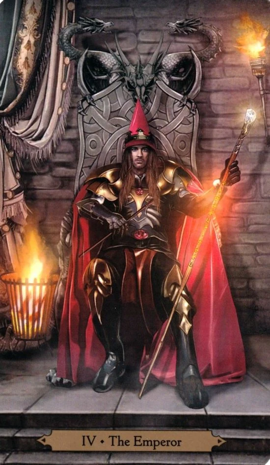 The Emperor card from the Wizards Tarot deck by Barbara Moore