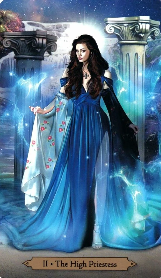 The High Priestess card from the Wizards Tarot deck by Barbara Moore