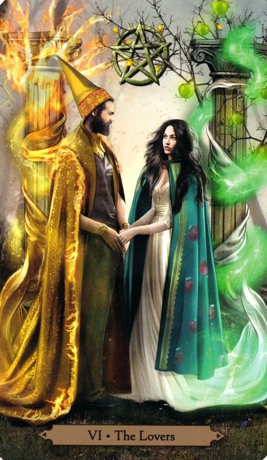 The Lovers card from the Wizards Tarot deck by Barbara Moore