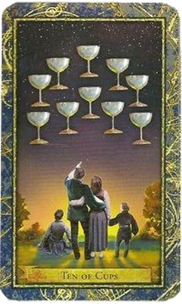 10 of Cups card from the Wizards Tarot deck by Corrine Kenner