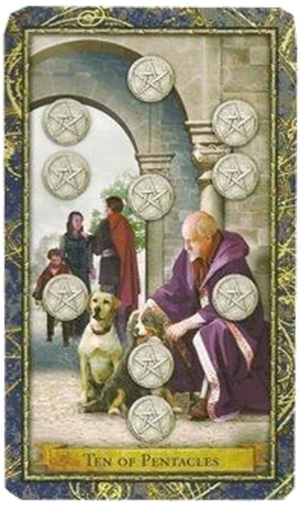 10 of Pentacles card from the Wizards Tarot deck by Corrine Kenner