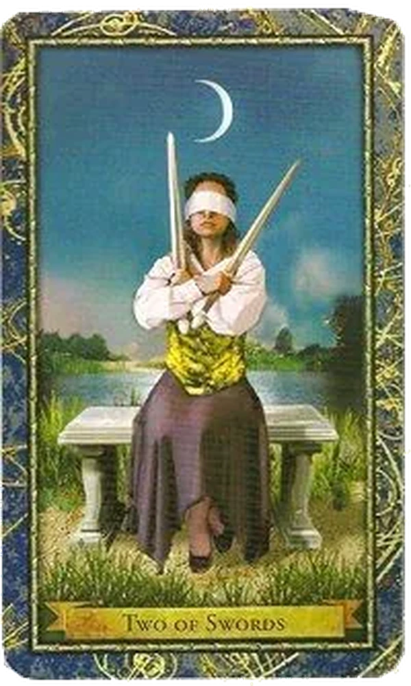 2 of Swords card from the Wizards Tarot deck by Corrine Kenner