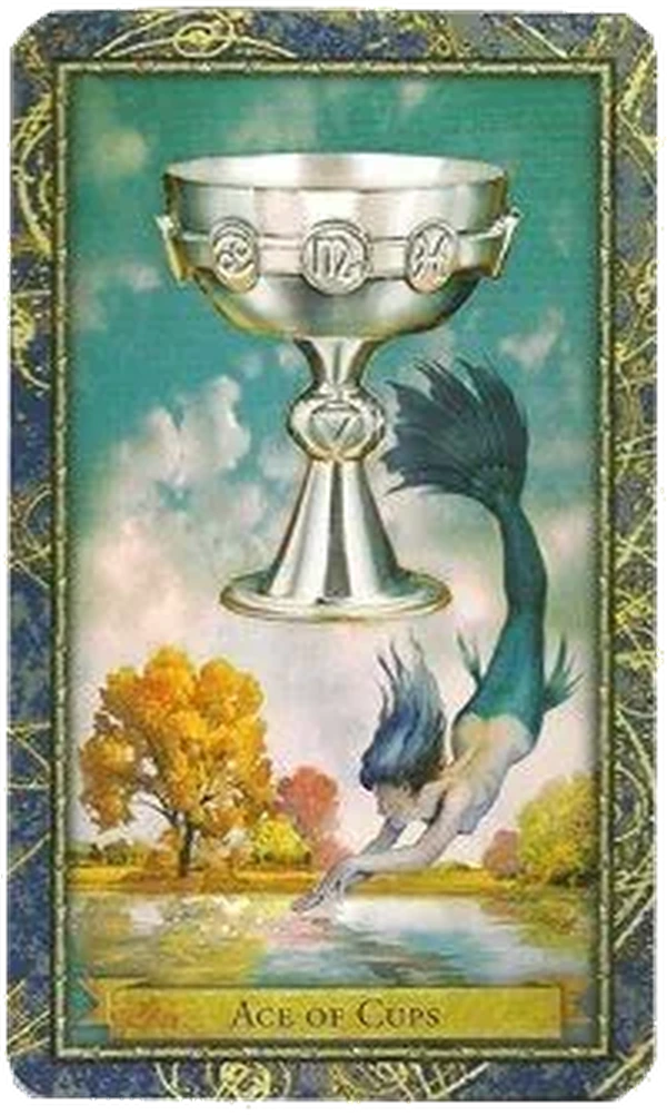 Ace of Cups card from the Wizards Tarot deck by Corrine Kenner