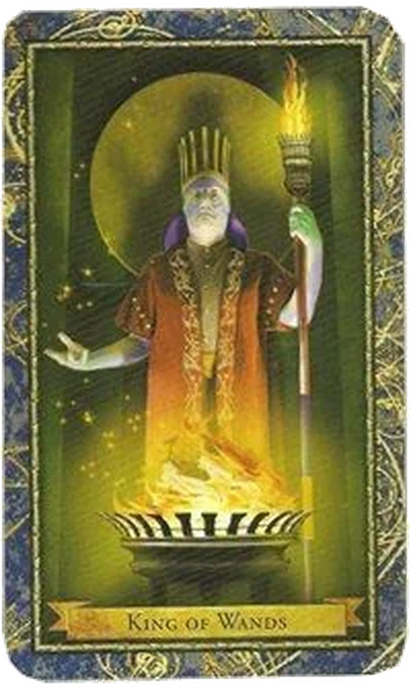 King of Wands card from the Wizards Tarot deck by Corrine Kenner