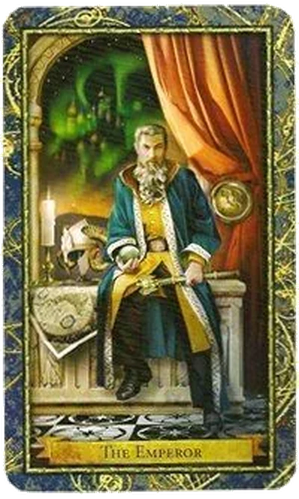 The Emperor card from the Wizards Tarot deck by Corrine Kenner