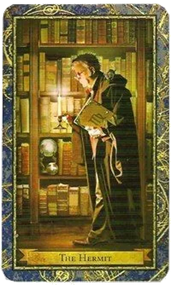 The Hermit card from the Wizards Tarot deck by Corrine Kenner