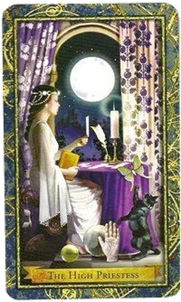 The High Priestess card from the Wizards Tarot deck by Corrine Kenner