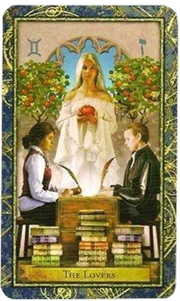 The Lovers card from the Wizards Tarot deck by Corrine Kenner