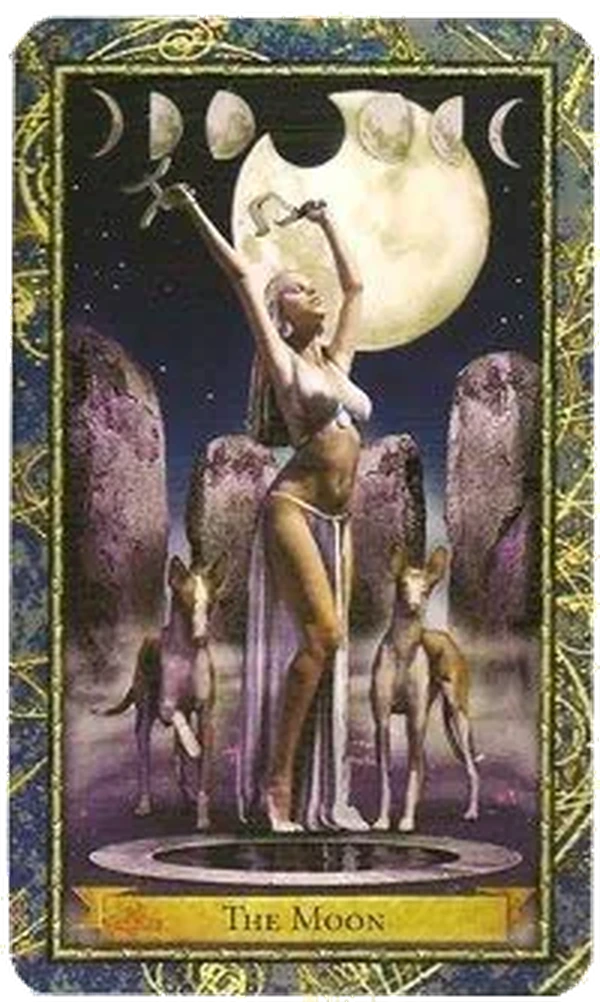 The Moon card from the Wizards Tarot deck by Corrine Kenner