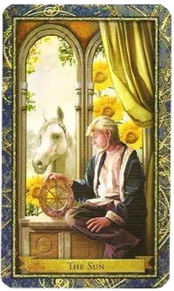 The Sun card from the Wizards Tarot deck by Corrine Kenner