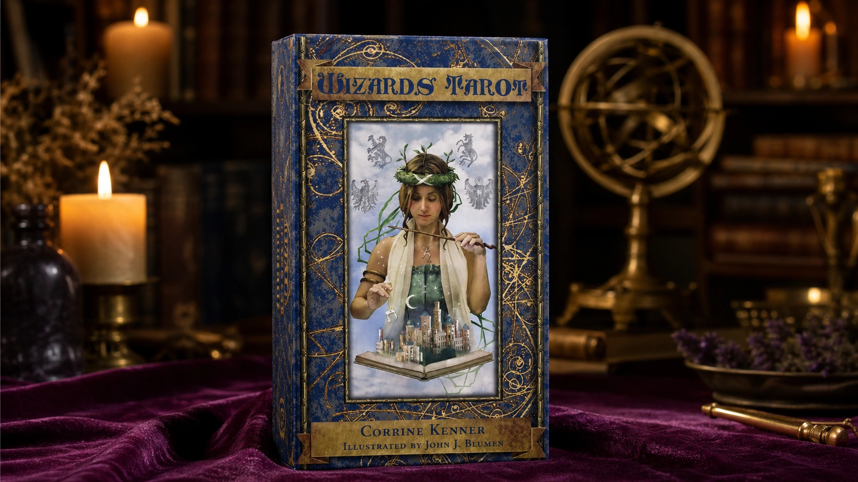 Wizards Tarot deck by Corrine Kenner in a candlelit study