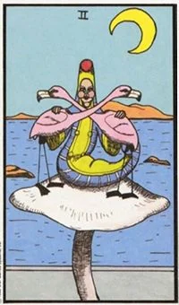 2 of Flamingos card from the Wonderland Tarot deck