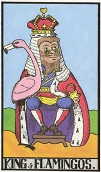 King of Flamingos card from the Wonderland Tarot deck
