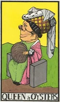 Queen of Oysters card from the Wonderland Tarot deck